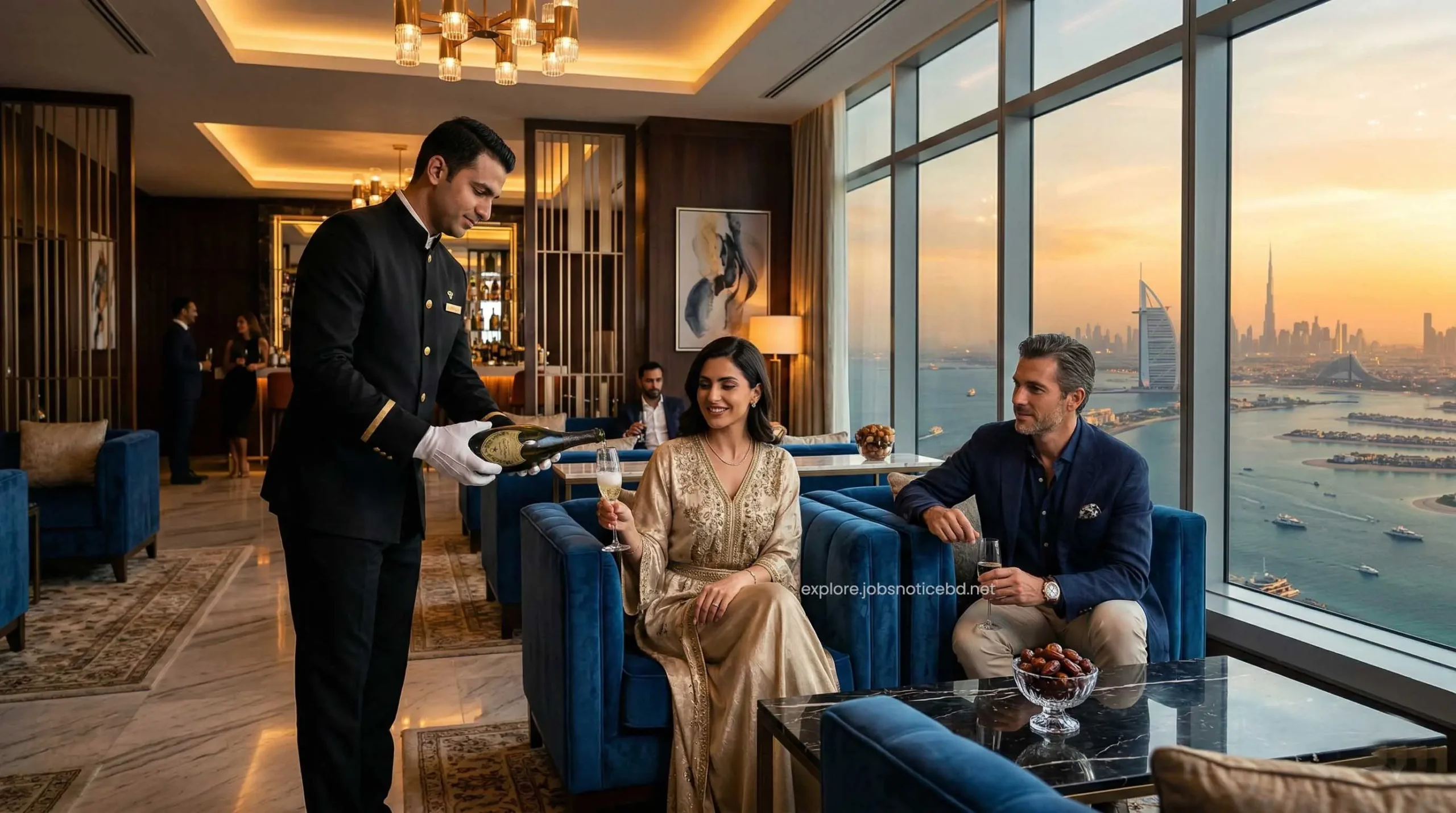 Exclusive VIP lounge access at a luxury Dubai resort featuring premium seating and service.