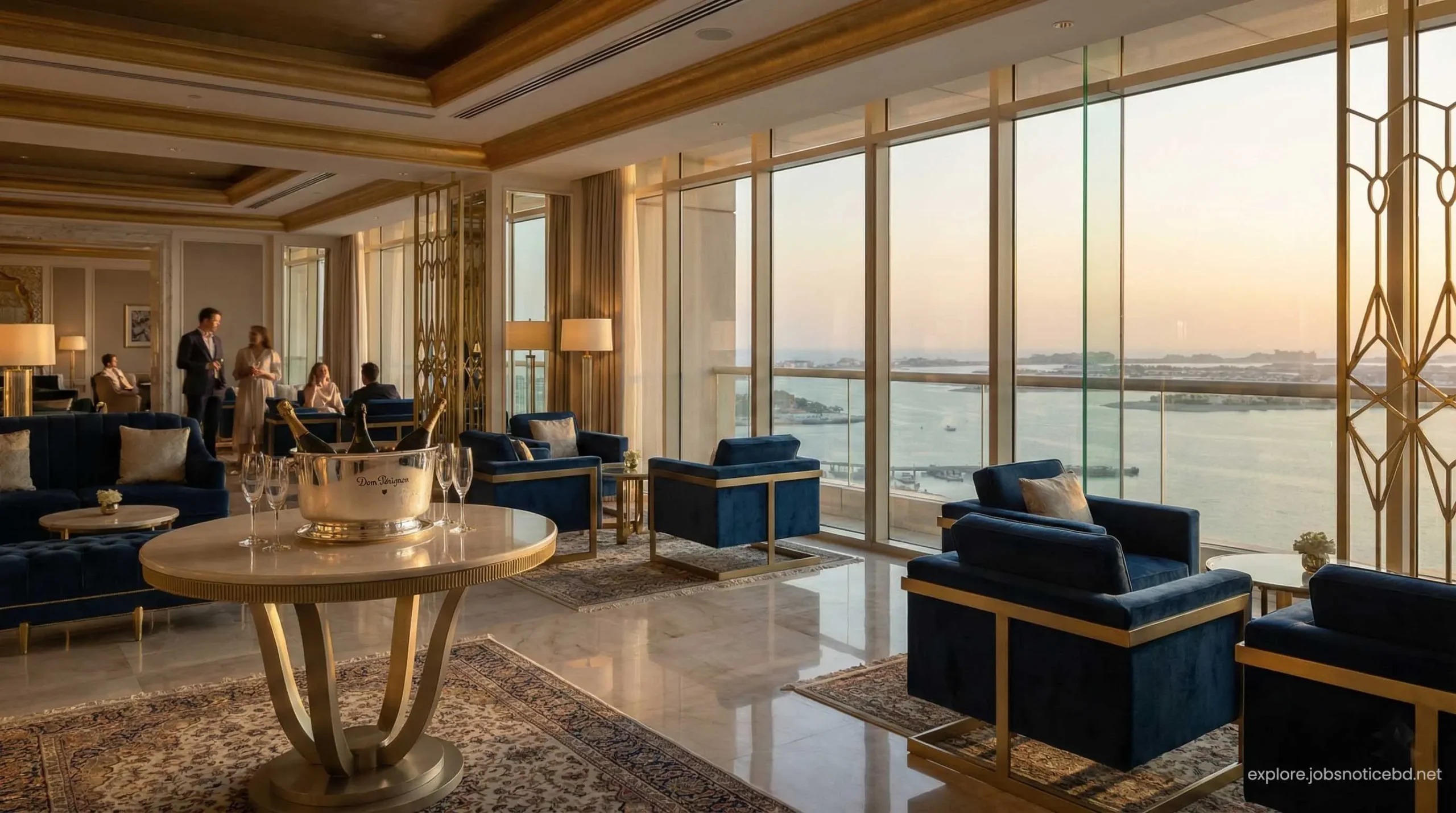The exclusive and luxurious interior of the Atlantis Imperial Club Lounge.