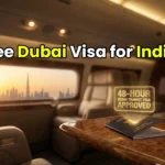 An approved 48-hour Dubai transit visa shown on a premium Indian passport.