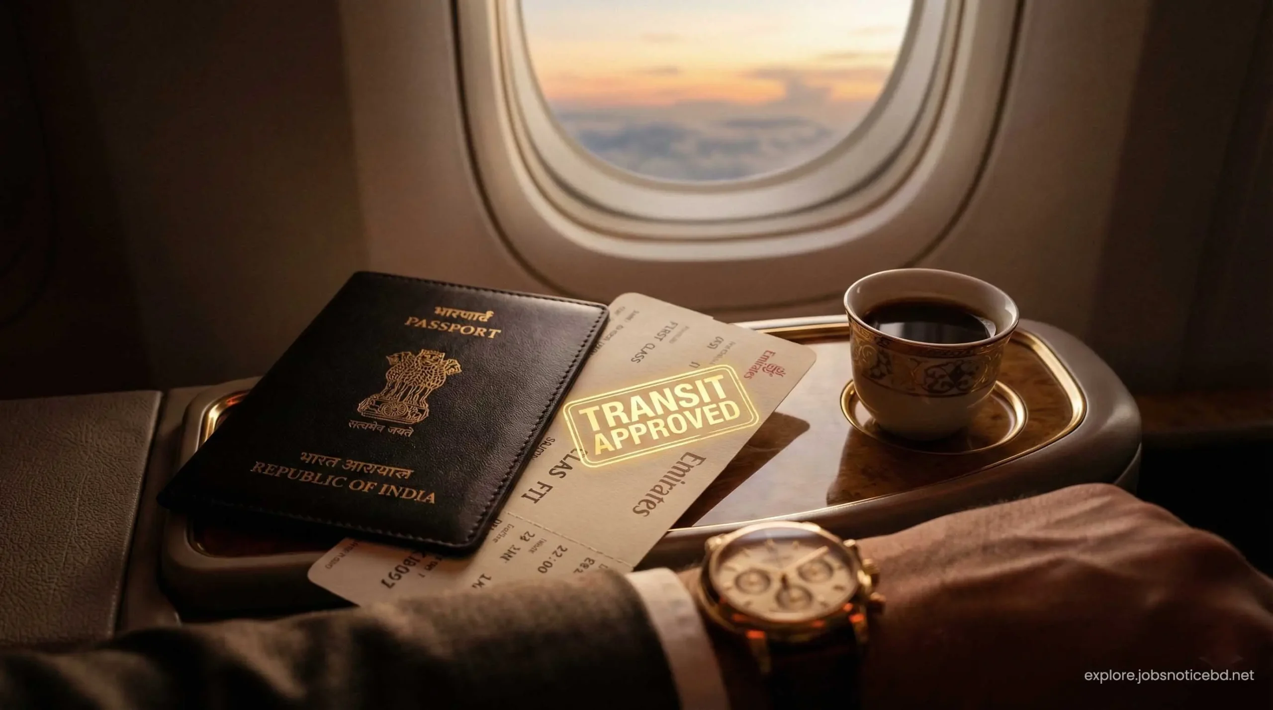 An approved Dubai transit visa on an Indian passport for a luxury layover.