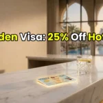 A golden UAE Emirates ID unlocking luxury hotel discounts in Dubai.